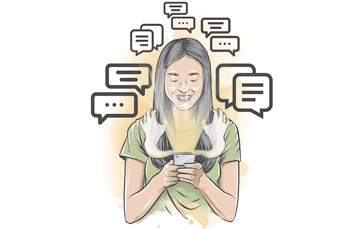 Ilustrasi kecanduan aplikasi Chatbot.