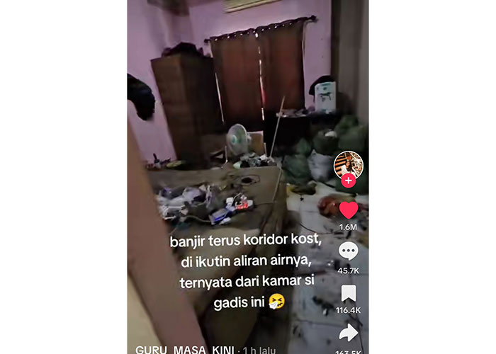 Video viral yang memperlihatkan kamar kos dengan kondisi yang kotor dan memprihatinkan