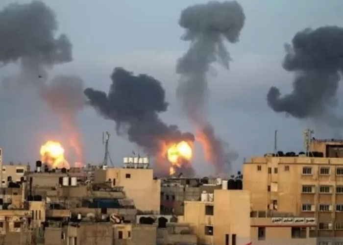 Gambaran situasi mencekam serangan Israel terhadap Palestina.