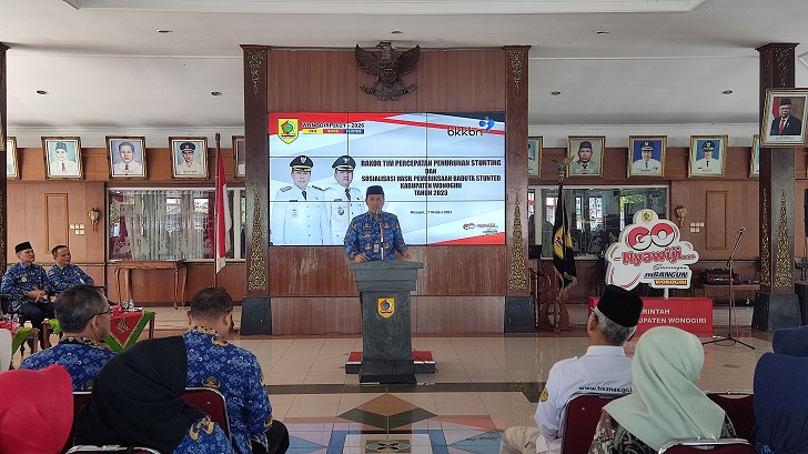 Bupati Wonogiri Joko Sutopo memberikan arahan di pendapa rumah dinas bupati, Selasa (17/10/2023).