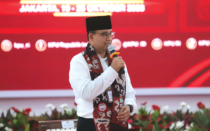 Bakal calon Presiden Anies Rasyid Baswedan saat memberikan orasi kebangsaan.