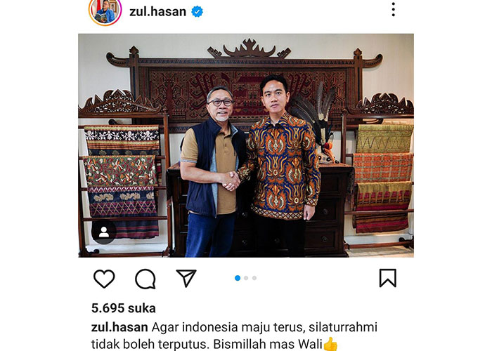 Wali Kota Solo Gibran Rakabuming Raka melakukan pertemuan dengan Ketua Umum Partai Amanat Nasional (PAN) Zulkifli Hasan, Sabtu (21/10).