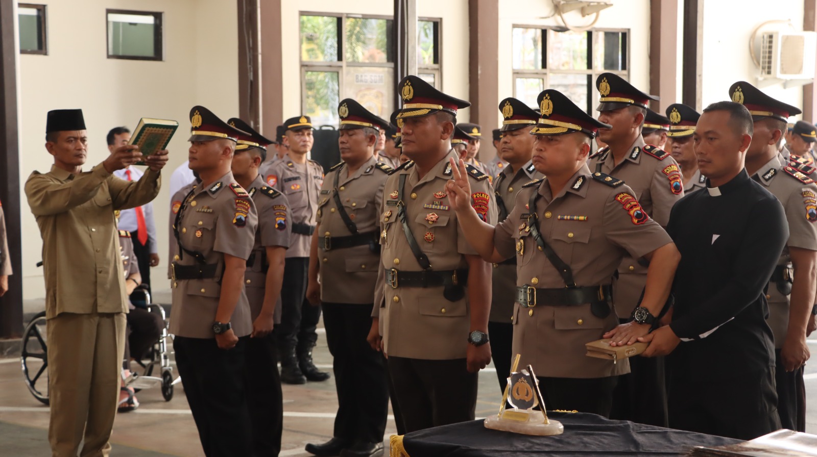 Prosesi sertijab di hall Polres Wonogiri, Selasa (24/10/2023).
