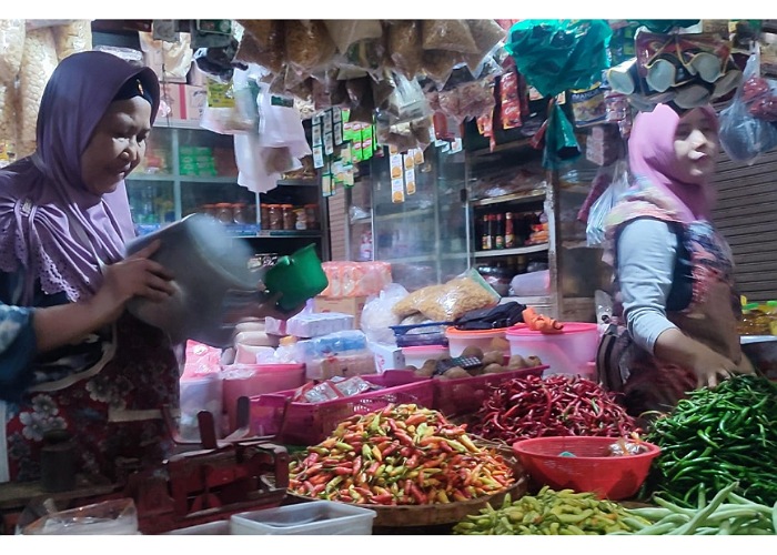 Pedagang cabai di Pasar Bunder, Sragen.