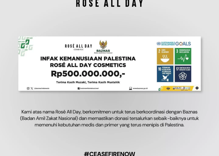 Donasi dari Rose All Day untuk korban di Gaza Palestina.