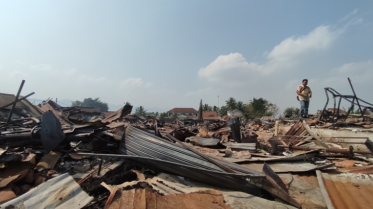Pasar Slogohimo yang luluh lantak usai terbakar pada 28 September 2023. Foto diambil 10 Oktober 2023.