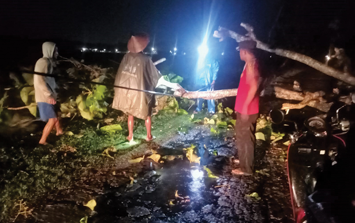 KERJA KERAS: Relawan mengevakuasi pohon tumbang, pekan lalu. BPBD sudah petakan daerah rawan bencana.
