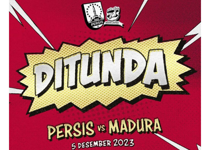 Pengumuman Persis Solo terkait penundaan laga Persis Solo vs Madura United.