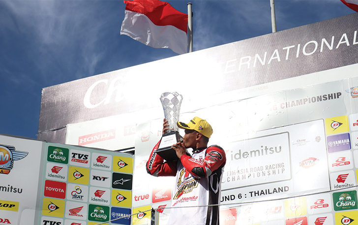 Pebalap Astra Honda Rheza Danica Ahrens berhasil menjadi juara ARRC musim 2023 kelas AP250 pada seri terakhir yang diselenggarakanan di Chang International Circuit, Buriram, Thailand (13/2).