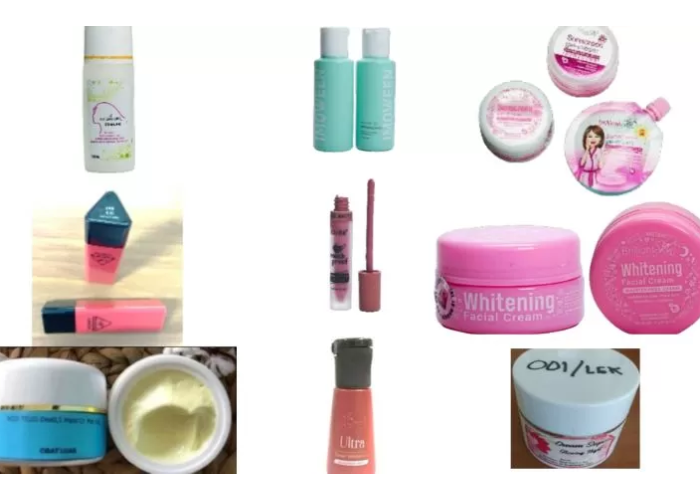 Beberapa produk kecantikan yang mengandung bahan dilarang/berbahaya nonmerkuri.