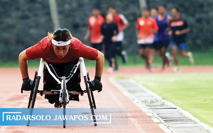 Atlit NPC tengah menjalani latihan. Pemerintah berencana membangun sport center bagi atlet NPC di Karanganyar tahun ini.