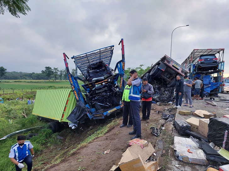 Ilustrasi laka tol Semarang-Solo KM 487+600 yang terjadi April 2023 dan menewaskan delapan orang.