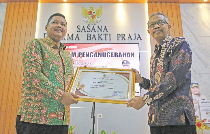 Meraih penghargaan implementasi SAKIP Terbaik Ketiga pada Kecamatan di Kabupaten Sukoharjo Tahun 2022.