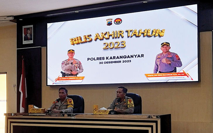 JUMPA PERS: Pemaparan pencapaian Polres Karanganyar selama 2023.