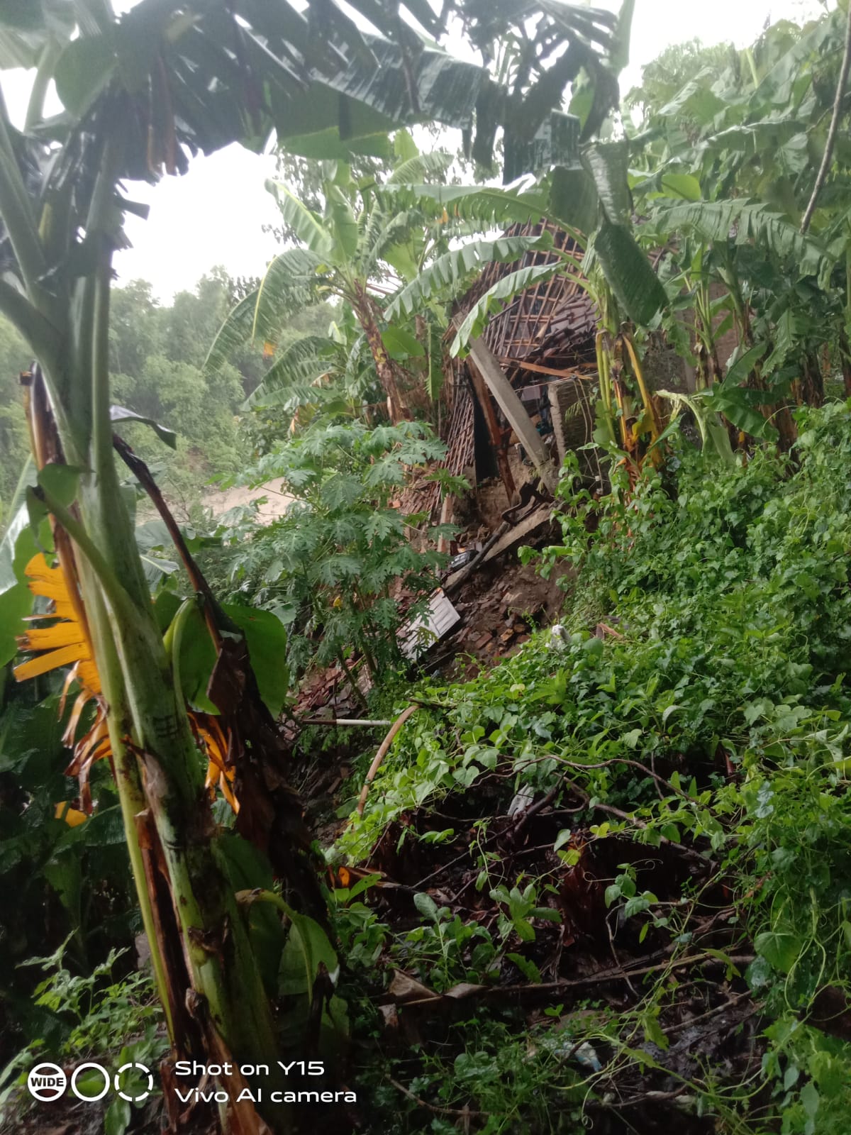 Rumah di bantaran Sungai Bengawan Solo, Desa Tenggak, Kecamatan Sidoharjo, Kabupaten Sragen amblas, Selasa (9/1/2024)