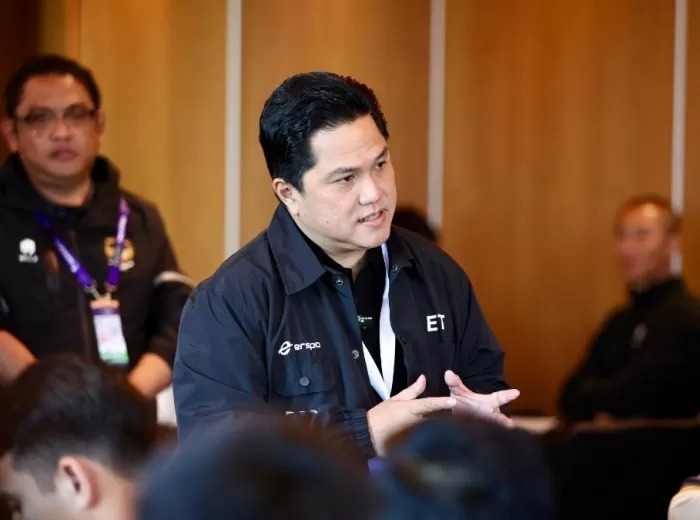 BANGGA: Ketua Umum PSSI Erick Thohir tetap bangga walaupun Timnas Indonesia dicukur Australia 4-0 di babak 16 besar Piala Asia 2023.