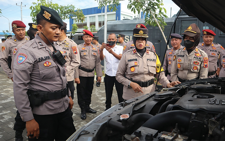 DICEK: Apel kesiapan personel dan sarpras pengamanan TPS Pemilu 2024 di Mapolres Sukoharjo, Senin (5/2).