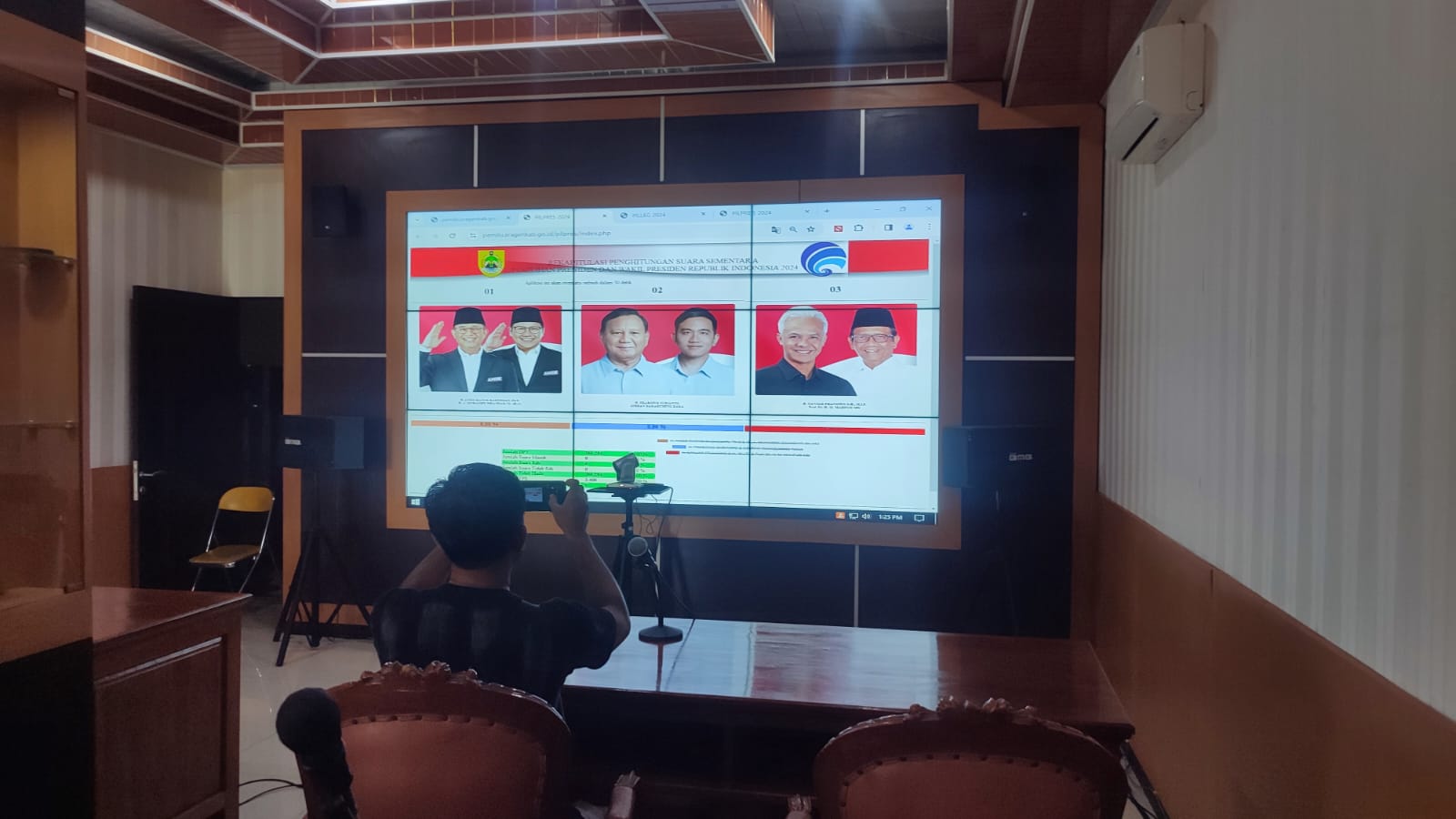 Rekapitulasi suara sementara Pemilu 2024 yang dilakukan Diskominfo Sragen, Rabu (14/2/2024).