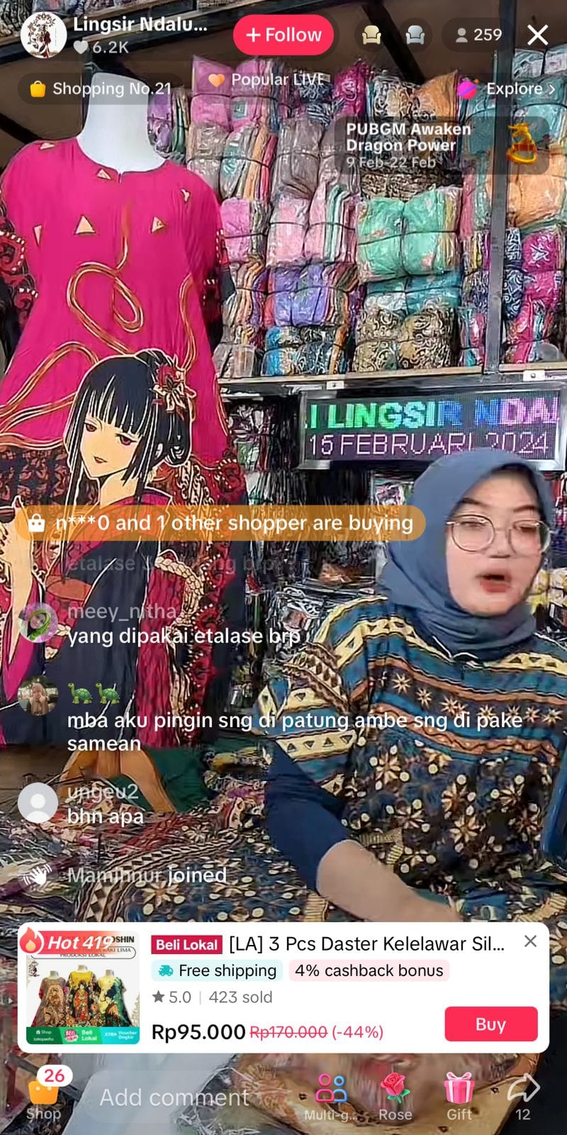 Lingsir Ndalu Grosir berjualan daster batik via online