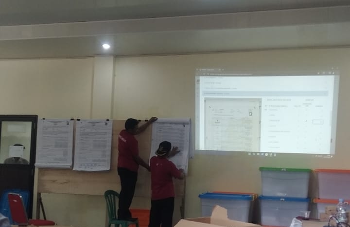 Pleno rekapitulasi penghitungan suara Pemilu 2024 di Kecamatan Tanon, Kamis (22/2/2024).