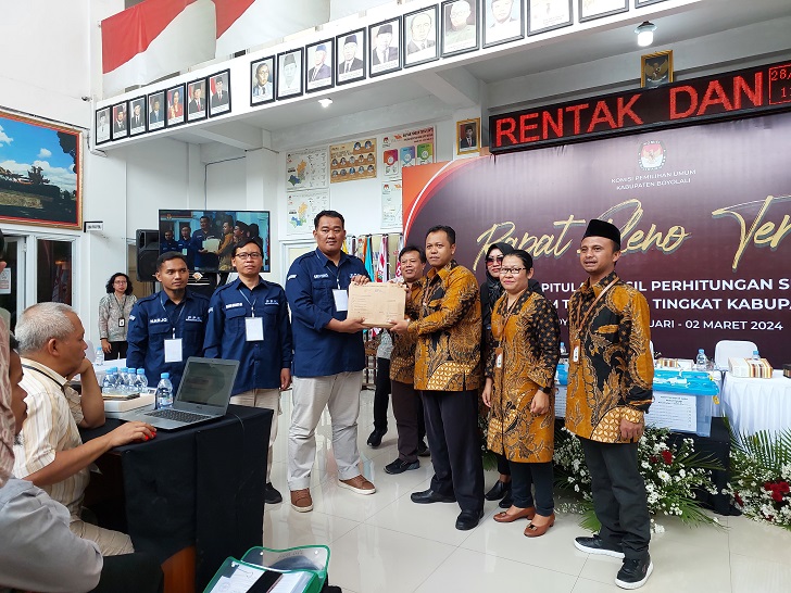 Rapat pleno terbuka rekapitulasi penghitungan suara tingkat Kabupaten Boyolali, Rabu (28/2/2024).