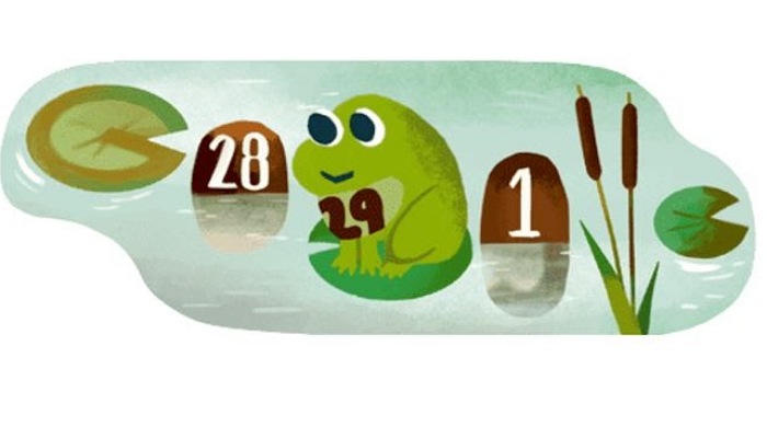 Google Doodle bertema hari kabisat pada Kamis, 29 Februari 2024.