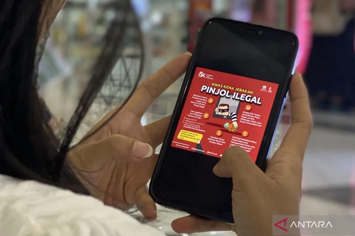 Ilustrasi peringatan dari Otoritas Jasa Keuangan (OJK) untuk mewaspadai jebakan pinjaman online ilegal, Minggu (10/9/2023).