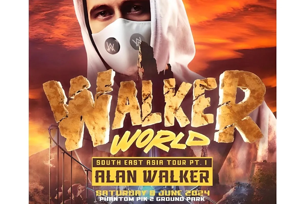 Poster konser Alan Walker di Indonesia bertajuk Walker World Southeast Asia Tour Part 1 pada 8 Juni 2024.