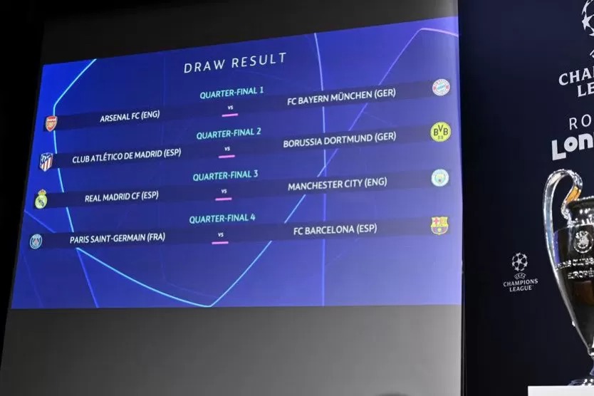 Hasil drawing perempat final Liga Champions 2023-2024.