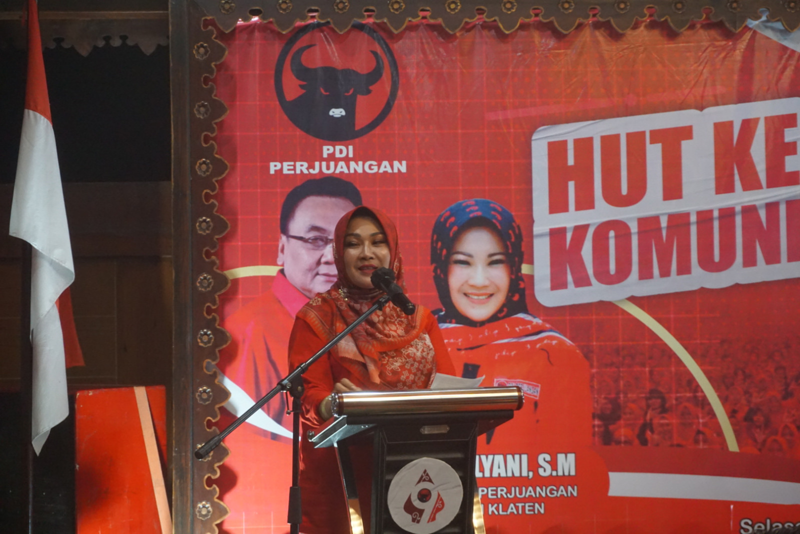 Ketua DPC PDIP Klaten Sri Mulyani saat memberikan pernyataan, belum lama ini.&nbsp;  &nbsp;