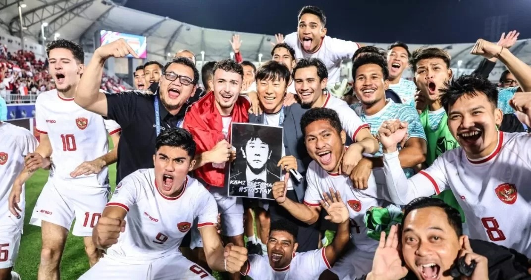 Momen Timnas Indonesia merayakan keberhasilan di Piala Asia U23.