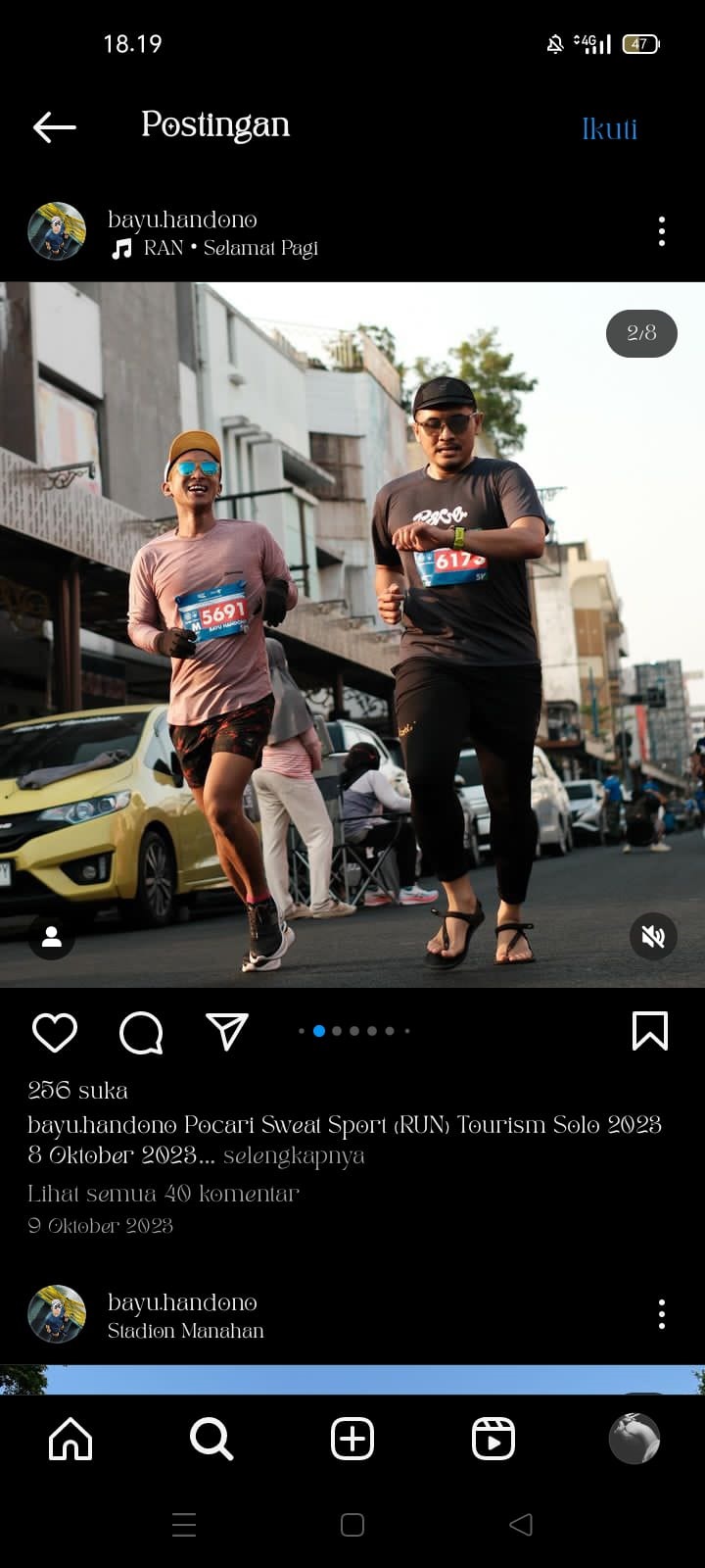 Ilustrasi Bayu Handono (kiri) bersama rekannya saat mengikuti event lari di Kota Solo, Oktober 2023 lalu.