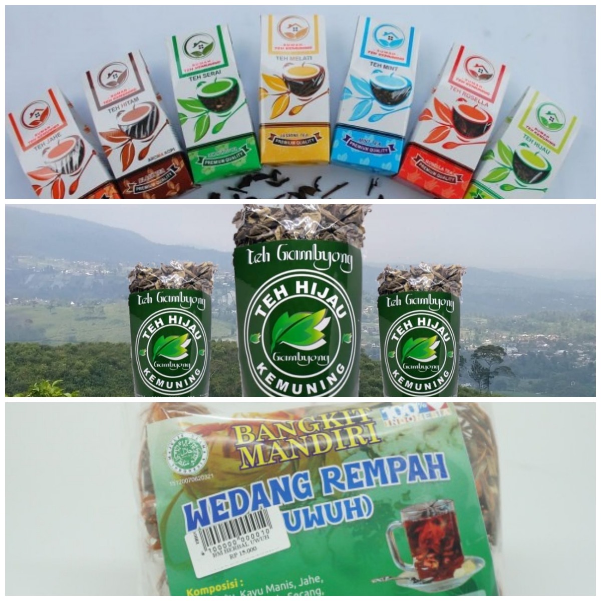Kolase foto sejumlah produk oleh-oleh yang bisa didapat di Kemuning, Ngargoyoso, Karanganyar.