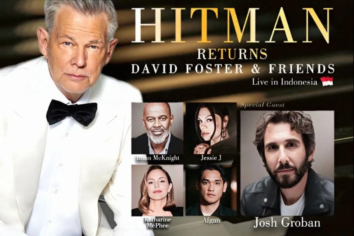 Poster konser David Foster di Indonesia pada Juni 2024.