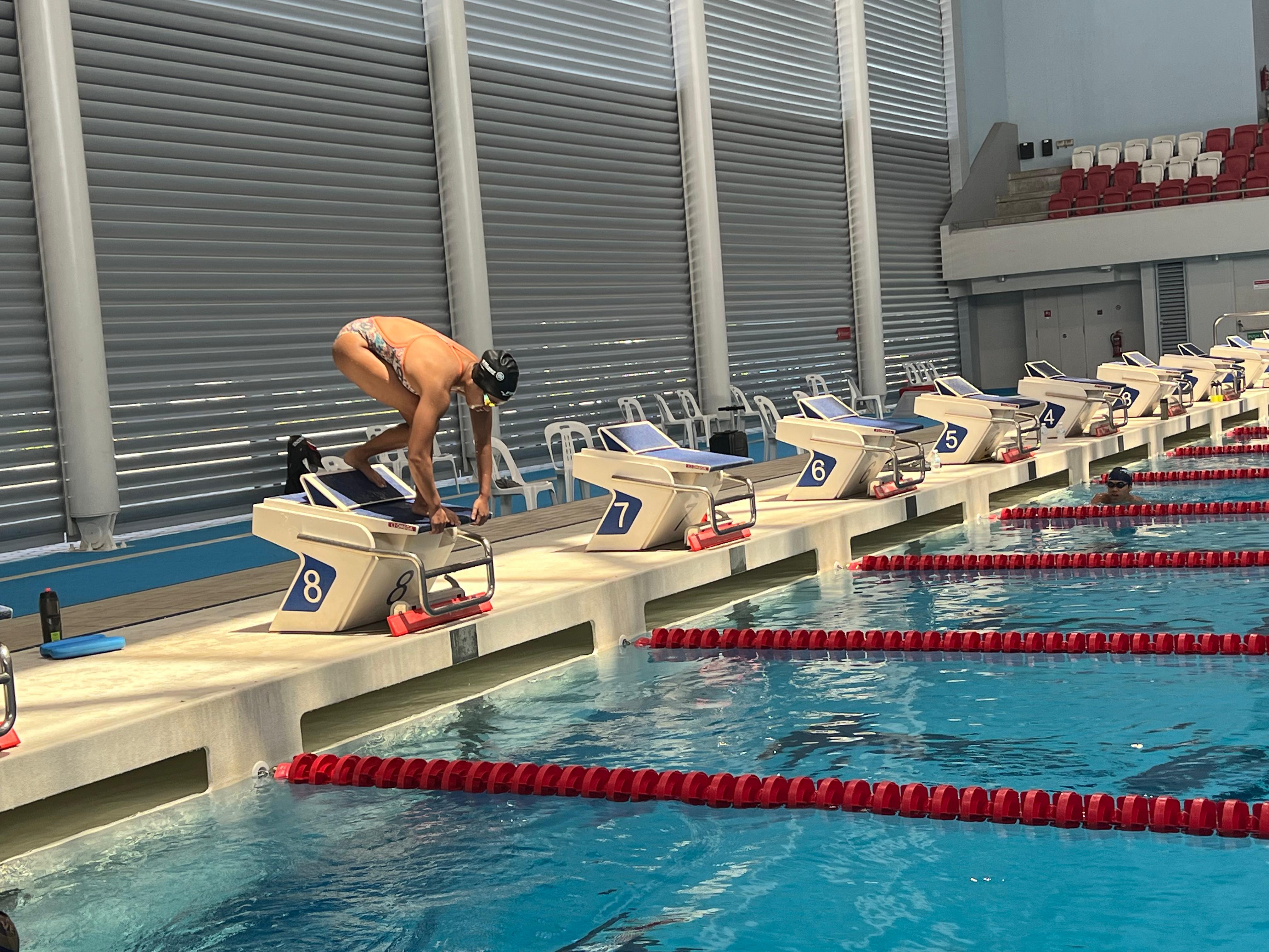 Syuci Indriani terjun di ajang Citi Para Swimming World Series Singapore 2024 di OCBC Aquatic Centre, 19 Mei.&nbsp;  &nbsp;