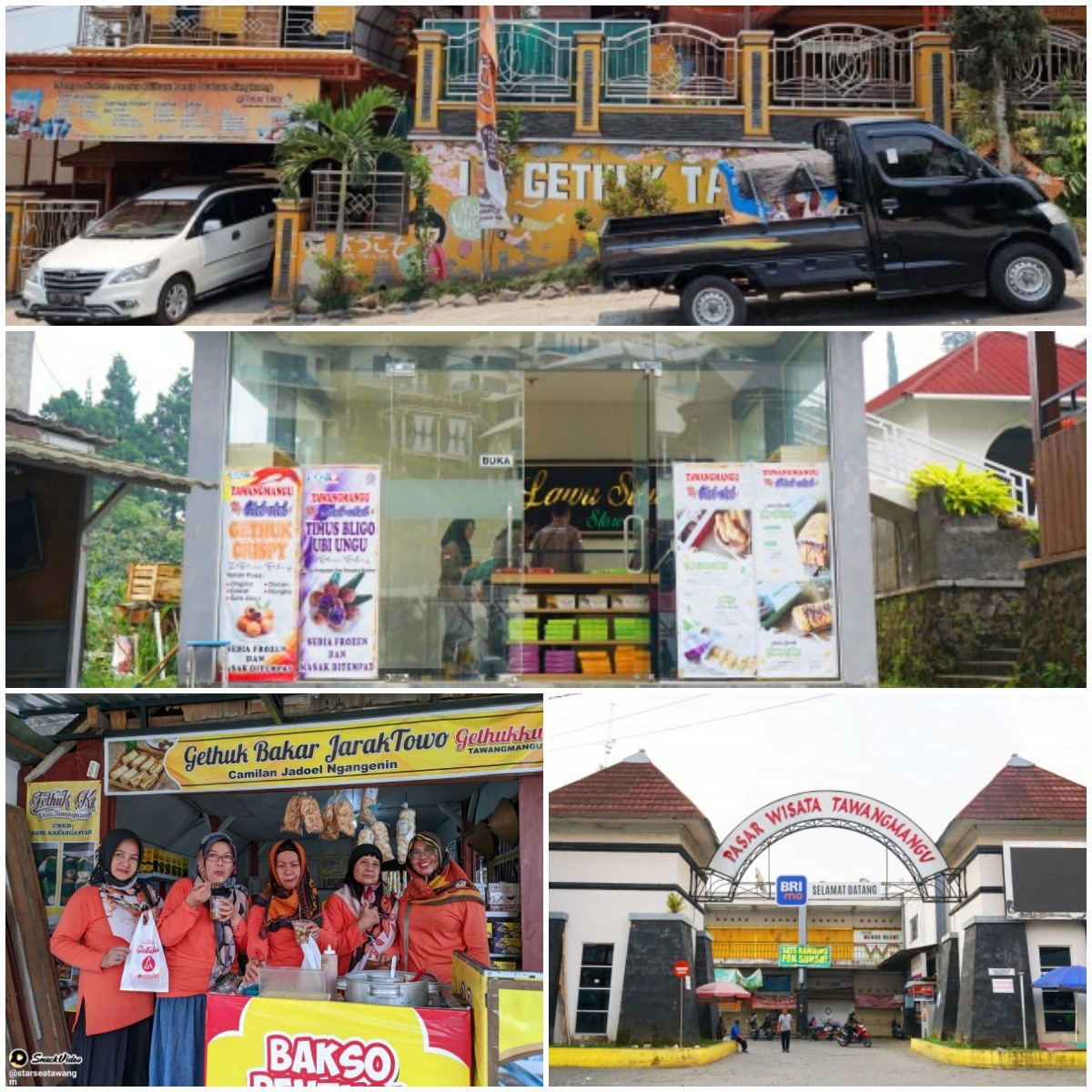 Kolase foto sejumlah tempat rekomendasi oleh-oleh di Tawangmangu.