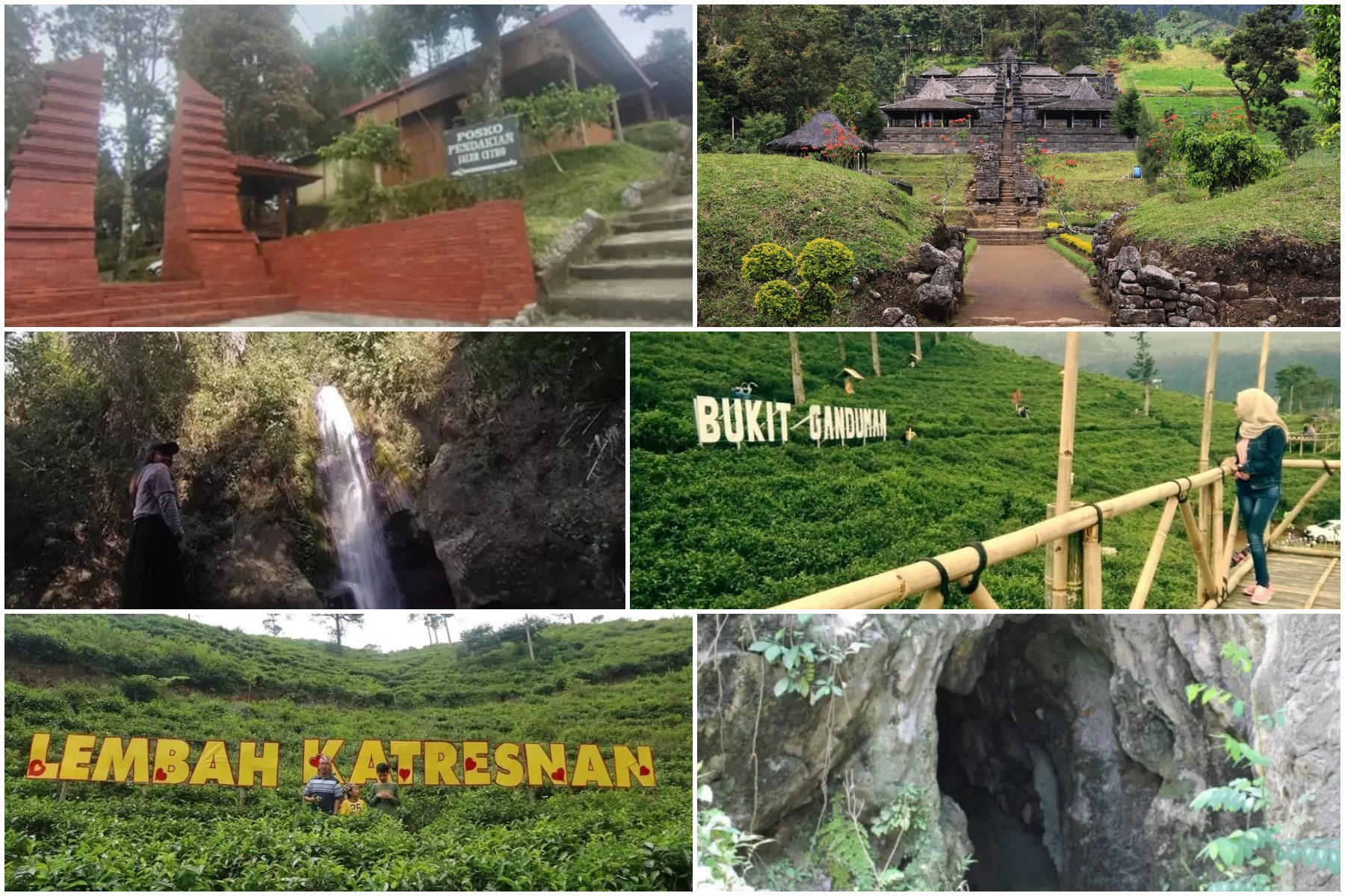 Kolase foto enam destinasi wisata di Kecamatan Jenawi, Karanganyar.