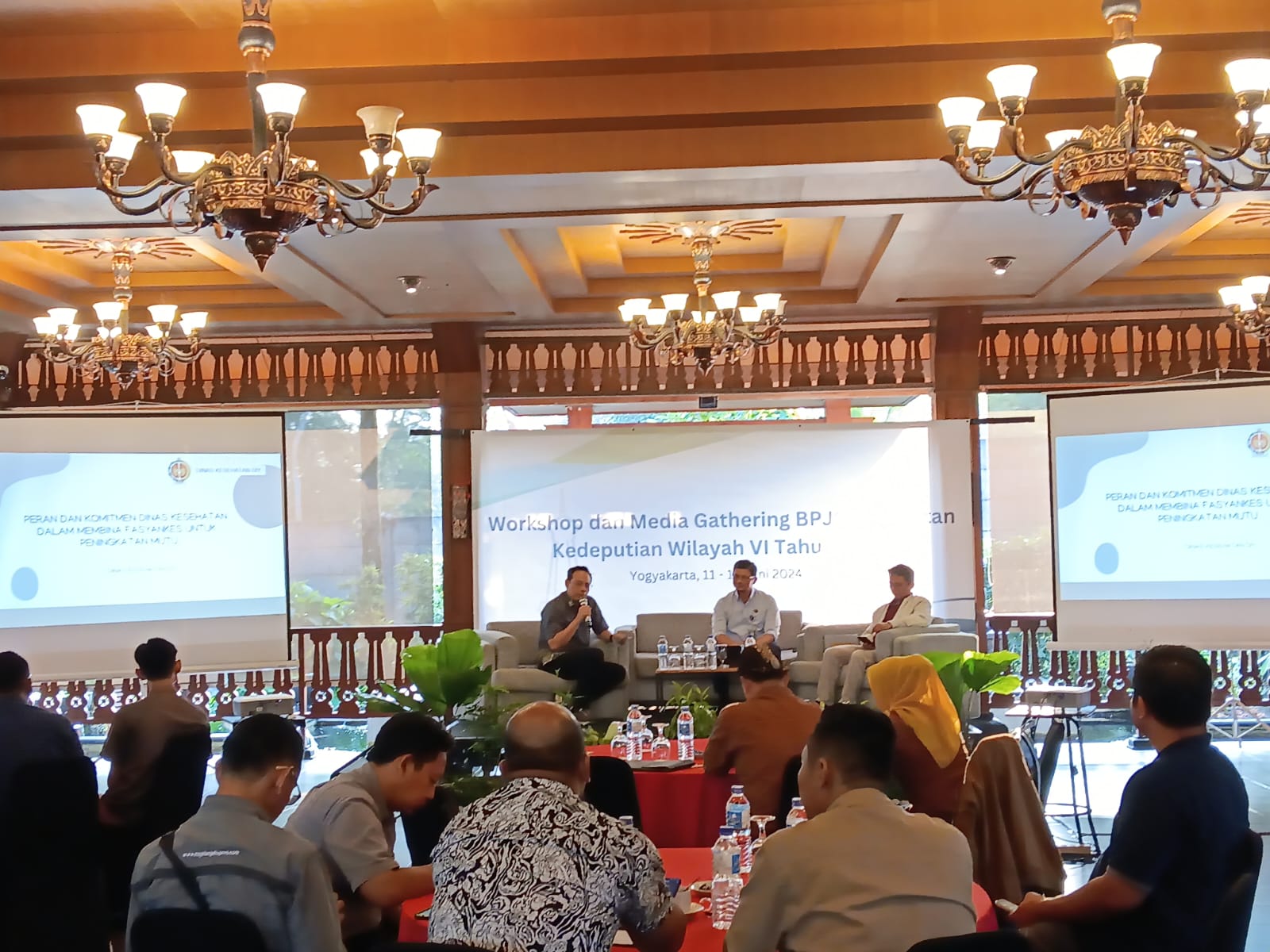 Workshop mengangkat tema Transformasi Mutu Layanan Penyelenggaraan Program JKN di Jawa Tengah dan DIJ yang digelar di Kaliurang, Yogyakarta, Selasa (11/6/2024).