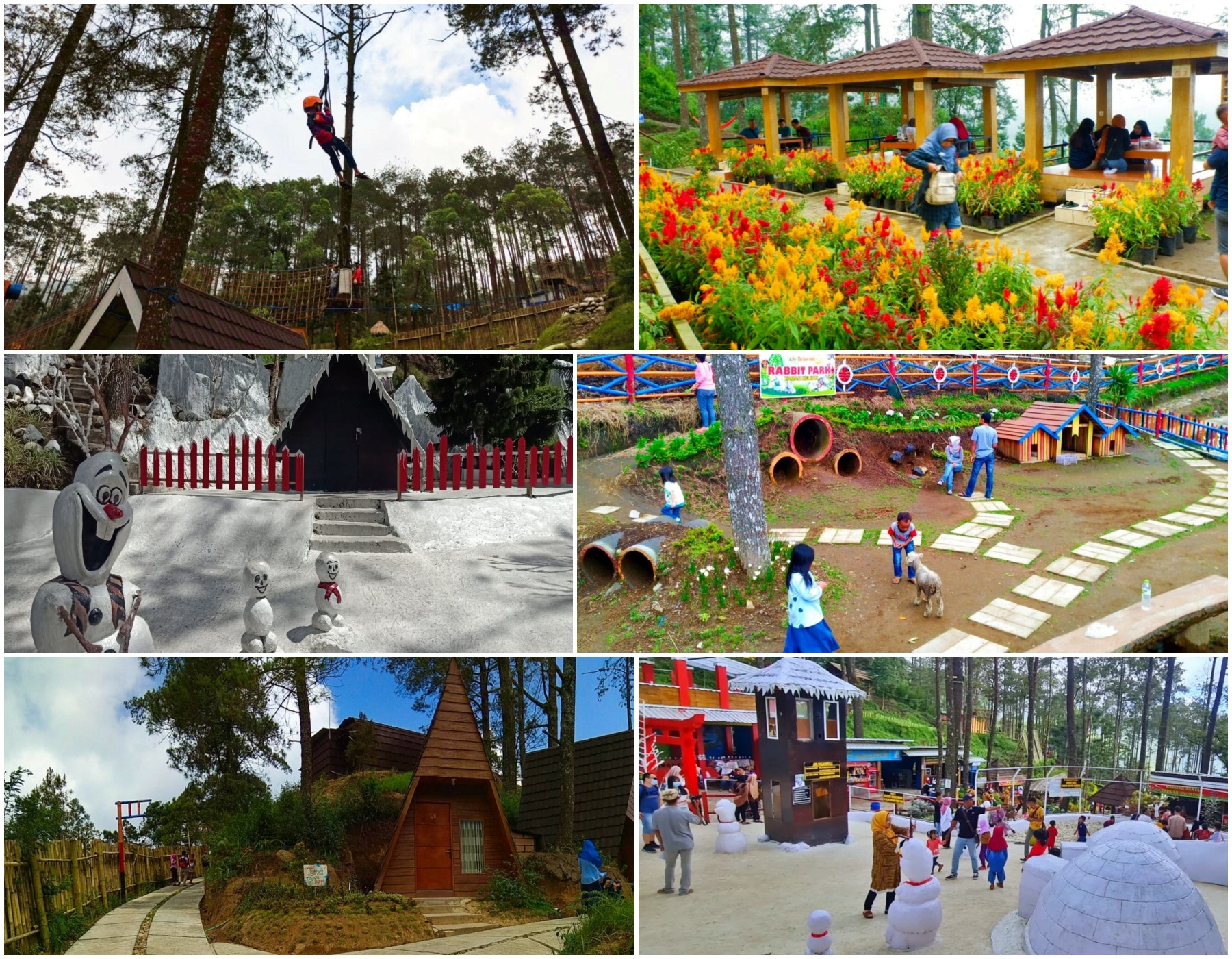 Kolase foto destinasi wisata The Lawu Park yang ada di Tawangmangu.