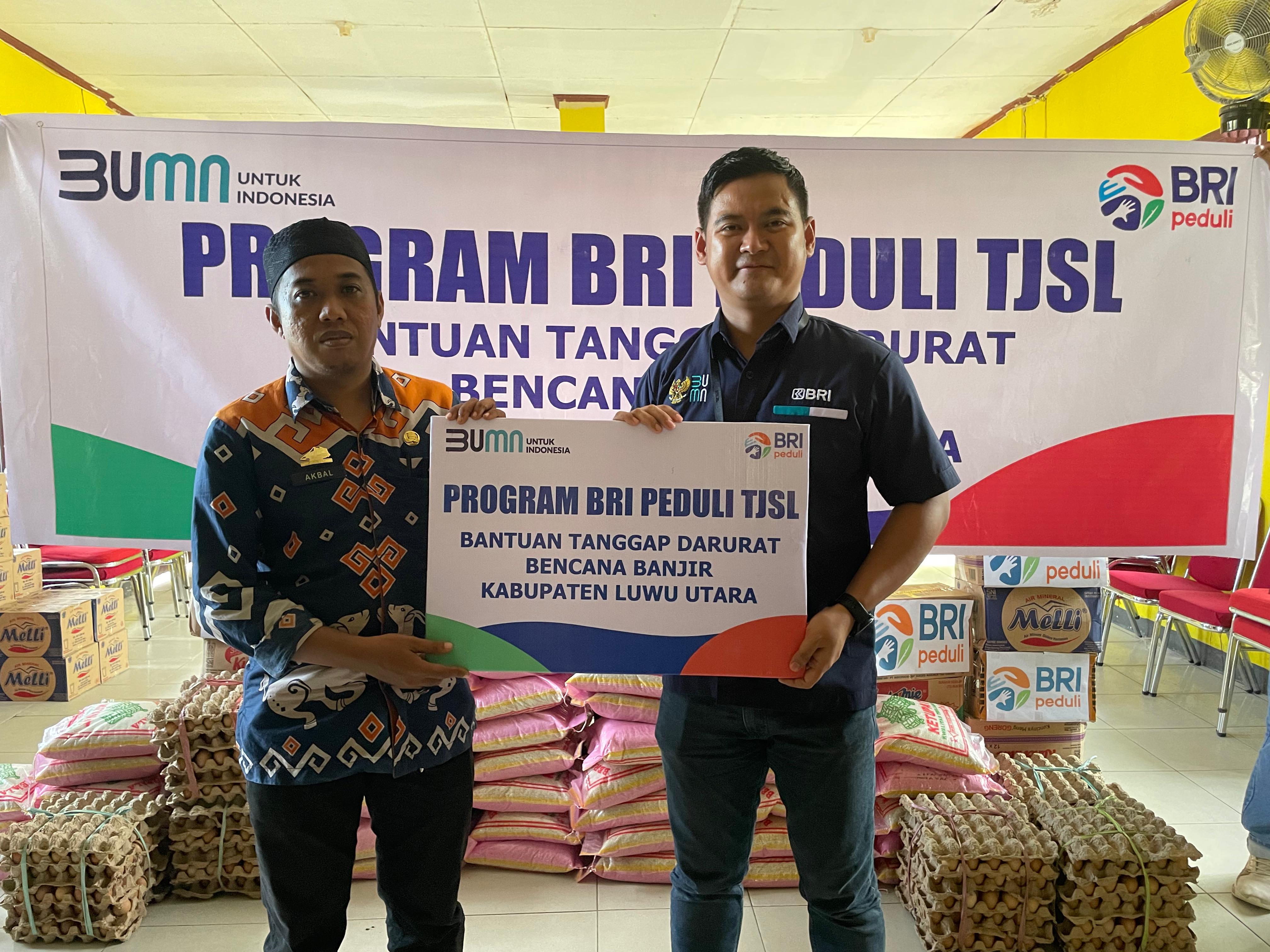 BRI melalui program CSR BRI Peduli memberikan bantuan kepada korban banjir di&nbsp;Luwu Utara,&nbsp;Sulawesi Selatan.