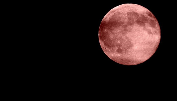 Ilustrasi bulan purnama strawberry moon.