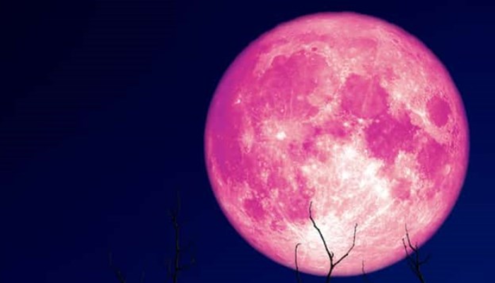 Bulan purnama strawberry moon.