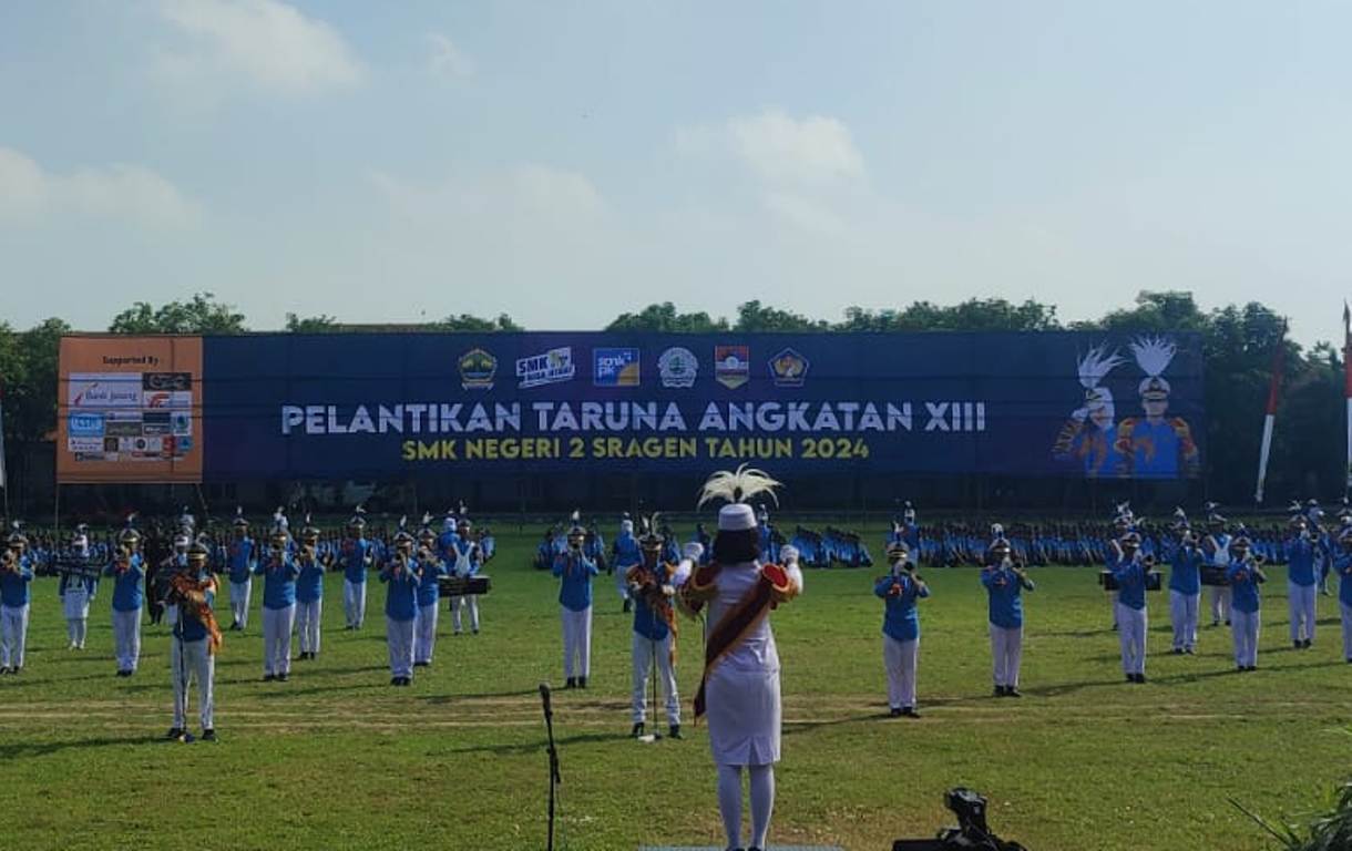 Pelantikan taruna SMK Negeri 2 Sragen, Kamis (20/6/2024). (Ahmad Khairudin/Radar Solo)