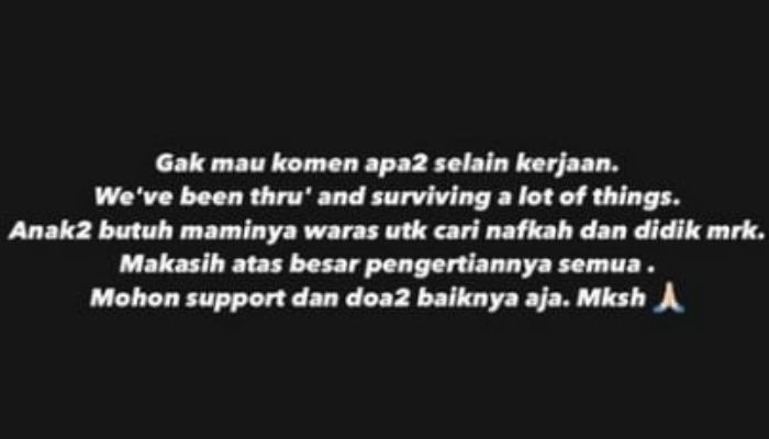 Instastory Inara Rusli saat Virgoun ditangkap polisi.