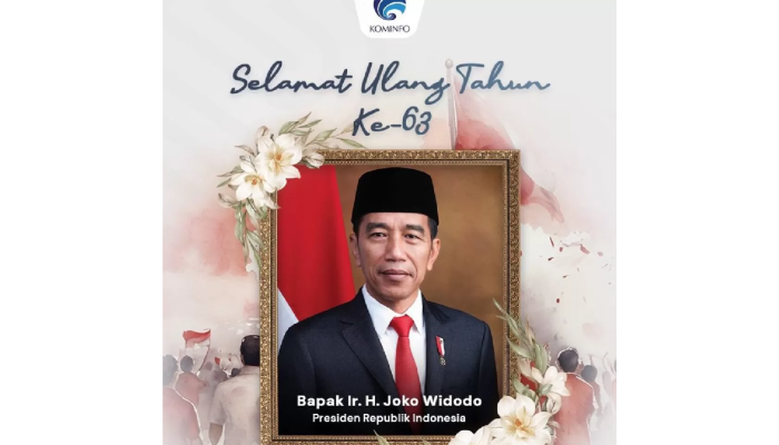 Ucapan selamat ulang tahun ke-63 untuk Presiden Jokowi di akun Instagram Kementerian Kominfo, yang kini telah dihapus.