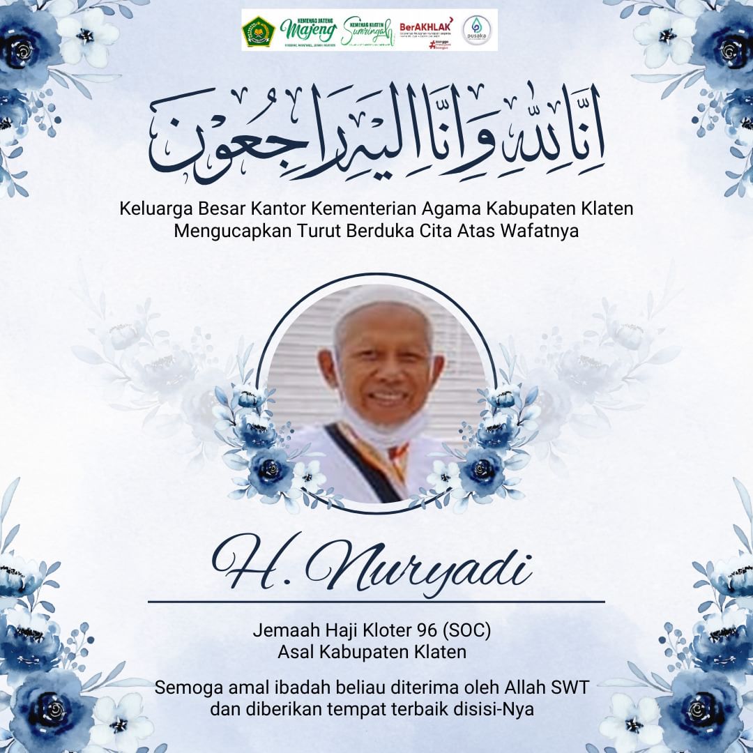 Jemaah haji asal Cawas, Klaten yang meninggal di Tanah Suci. (Kantor Kemenag Klaten)