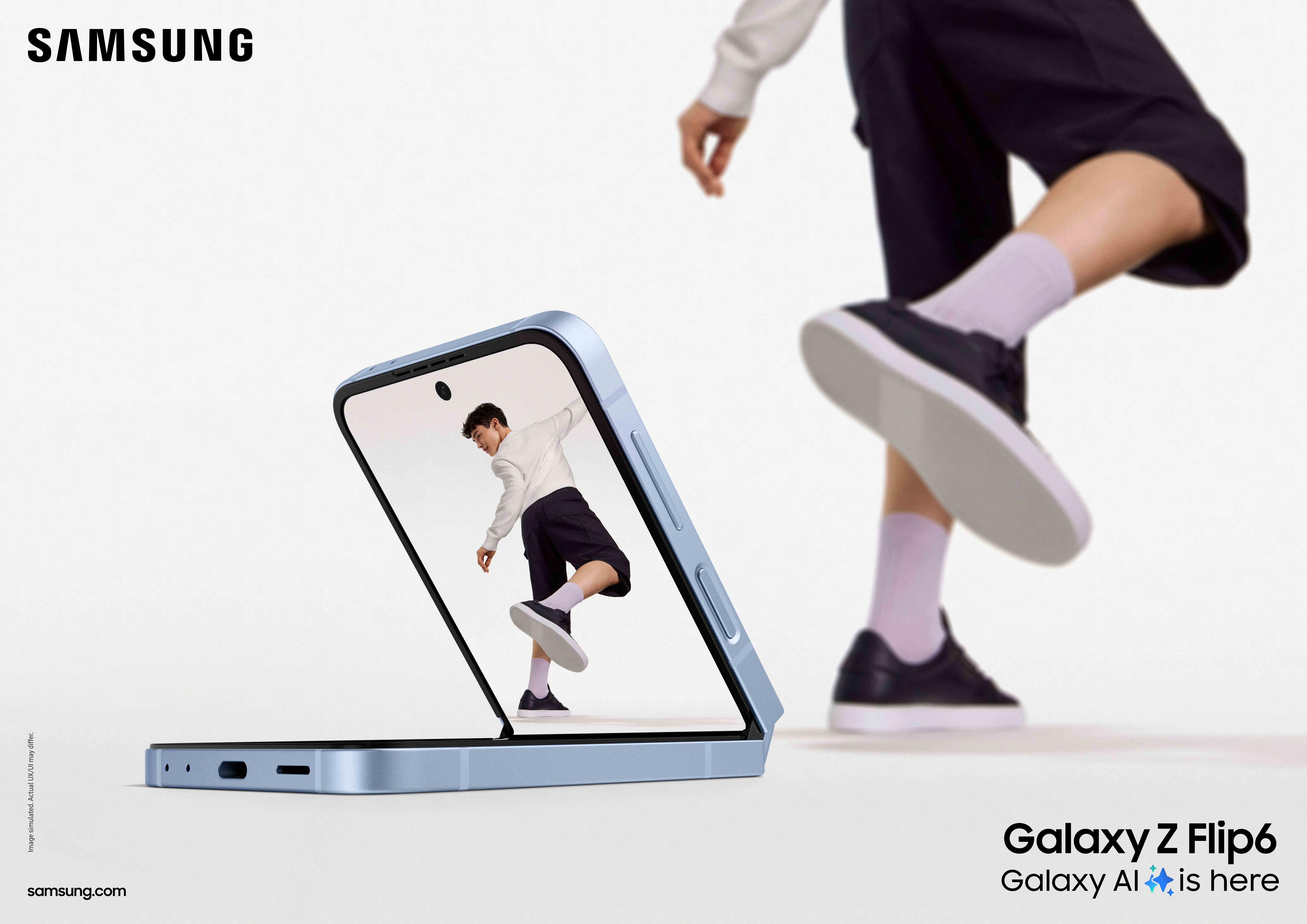 Tampilkan gaya hidup aktif kamu dengan foto jernih berkat kamera 50MP pada-Galaxy Z-Flip6.