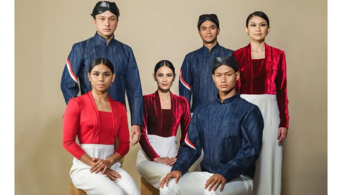 Seragam kontingen Indonesia pada opening ceremony Olimpiade Paris 2024.