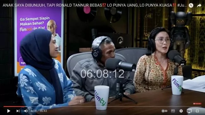 Ayah Dini Sera Afrianti Ujang Suherman beserta adik Dini, Alfika Risma, di Podcast Deddy Corbuzier didampingi Rieke Diah Pitaloka.