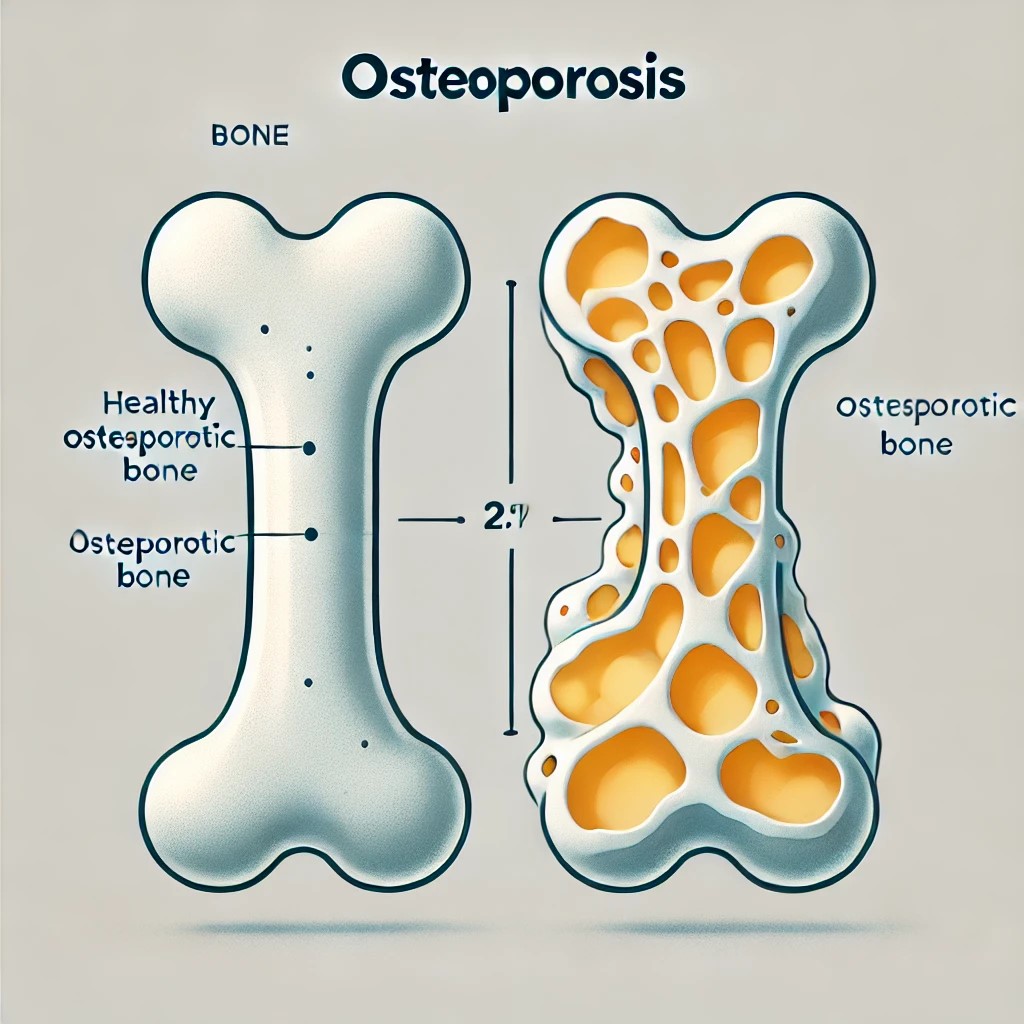 Ilustrasi osteoporosis atau pengeroposan tulang.